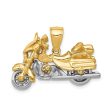 14k Two Tone Gold 3D Moveable Motorcycle Pendant For Cheap