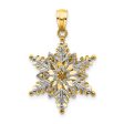 14k Two Tone Gold Stacked Snowflake Pendant, 18mm Cheap