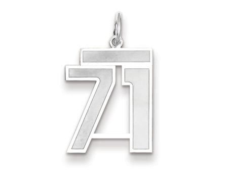 14k White Gold, Jersey Collection, Medium Number 71 Pendant For Discount