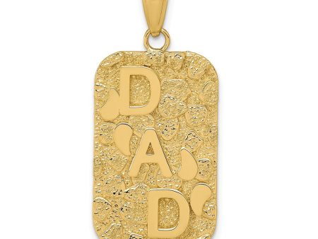 14k Yellow Gold Small Nugget Dad Dog Tag Pendant, 15 x 30mm Cheap