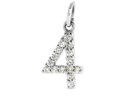 .07 Cttw Diamond & 14k White Gold Mini Number 4 Charm or Pendant Online