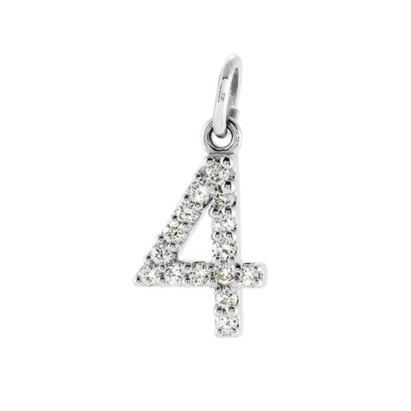 .07 Cttw Diamond & 14k White Gold Mini Number 4 Charm or Pendant Online