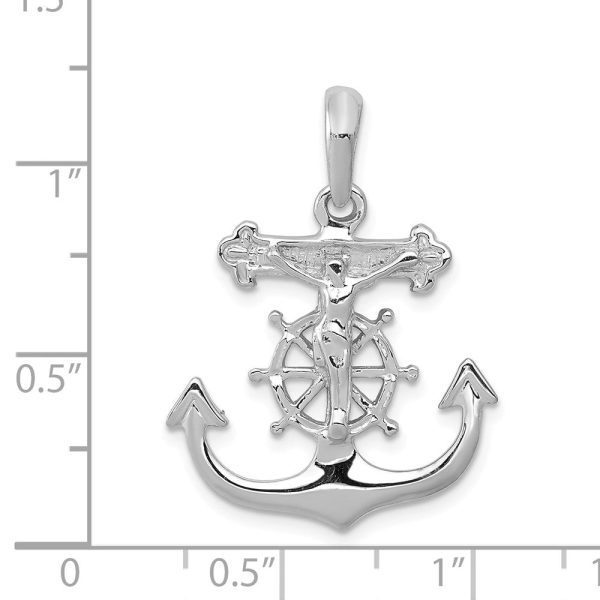 14k White Gold Mariner s Crucifix Cross Pendant, 22 x 28mm Discount