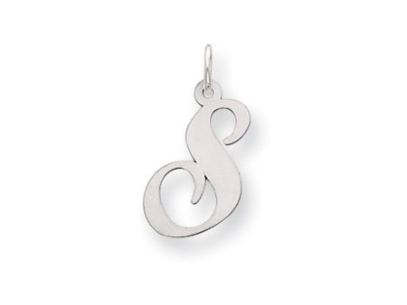 14k White Gold, Ella Collection Medium Fancy Script Initial S Pendant Online Sale