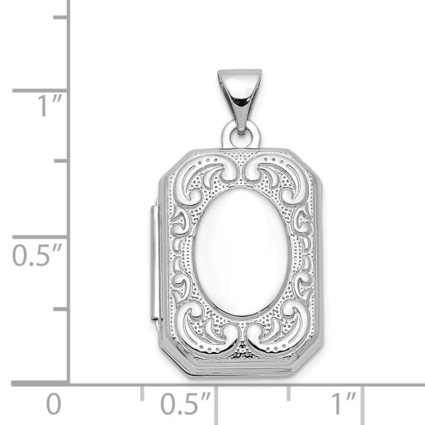 14k White Gold 20mm Scrolled Border Octagonal Locket For Discount