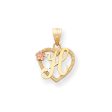 14k Two Tone Gold Grace Collection 15mm Heart Initial H Pendant Online now