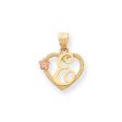 14k Two Tone Gold Grace Collection 15mm Heart Initial E Pendant For Cheap