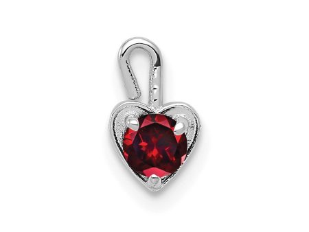 Jan Synthetic Garnet 14k White Gold Heart Pendant Enhancer, 5mm For Sale