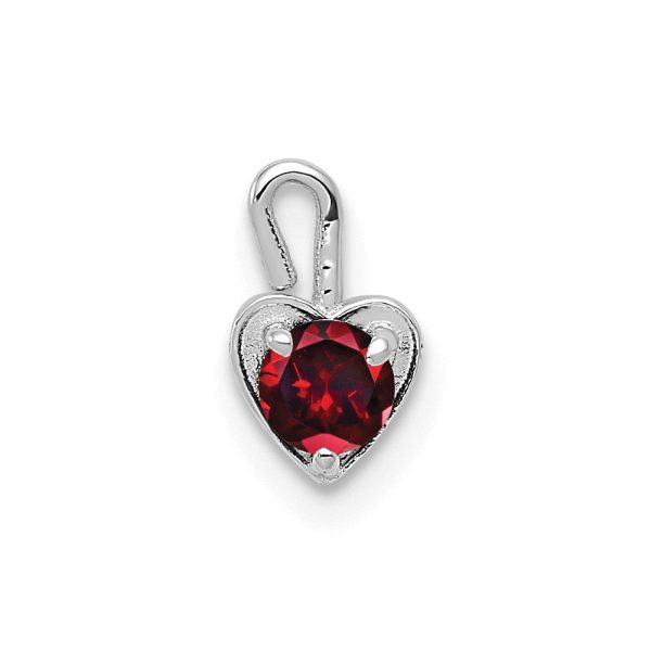 Jan Synthetic Garnet 14k White Gold Heart Pendant Enhancer, 5mm For Sale