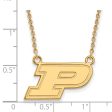 14k Gold Plated Silver Purdue Small Initial P Pendant Necklace on Sale