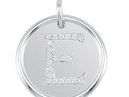 1 10 Ctw G-H, I1 Diamond Initial 17mm Sterling Silver Pendant Letter E Cheap