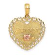 14k Two Tone Gold Grandma Heart Frame Pendant, 18mm Hot on Sale