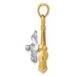 14k Two Tone Gold Polished Anchor and Spinning Propeller Pendant For Sale