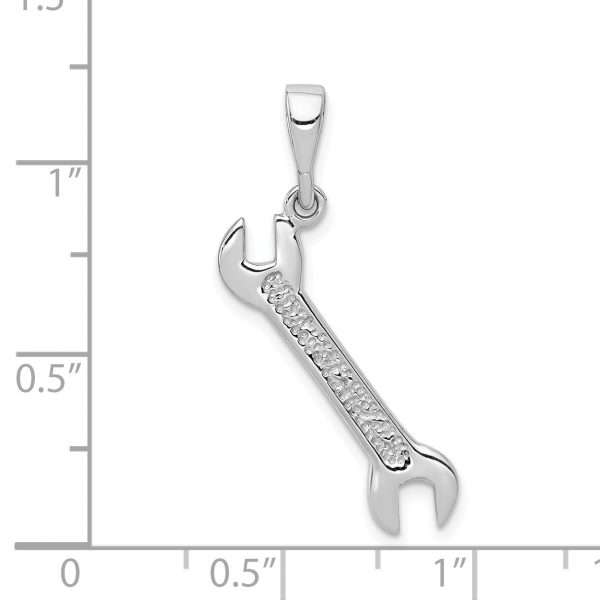 14k White Gold Wrench Pendant Cheap