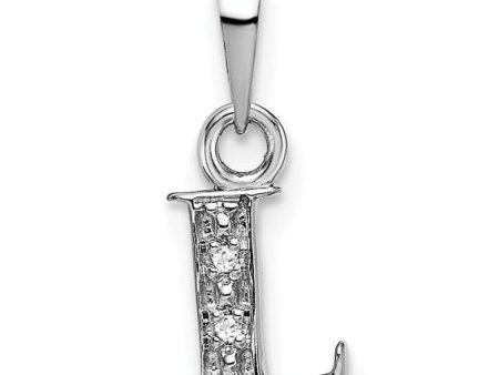 The Chloe Mini Diamond Accent Initial L Pendant in 14k White Gold For Sale