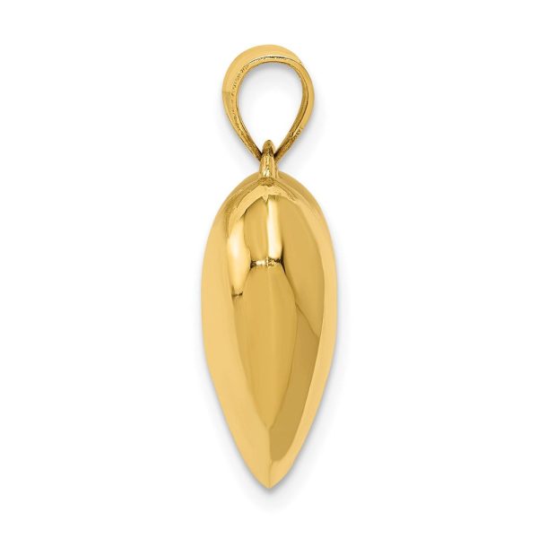 14k Yellow Gold Puffed Heart Tapered Bail Pendant, 15mm Online now