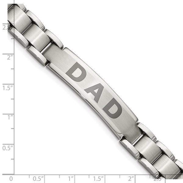 Men s Stainless Steel DAD I.D. Bracelet, 8.75 Inch Sale