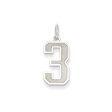 14k White Gold, Jersey Collection, Medium Number 3 Pendant Fashion