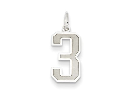 14k White Gold, Jersey Collection, Medium Number 3 Pendant Fashion