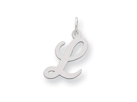 14k White Gold, Ella Collection Medium Fancy Script Initial L Pendant Supply