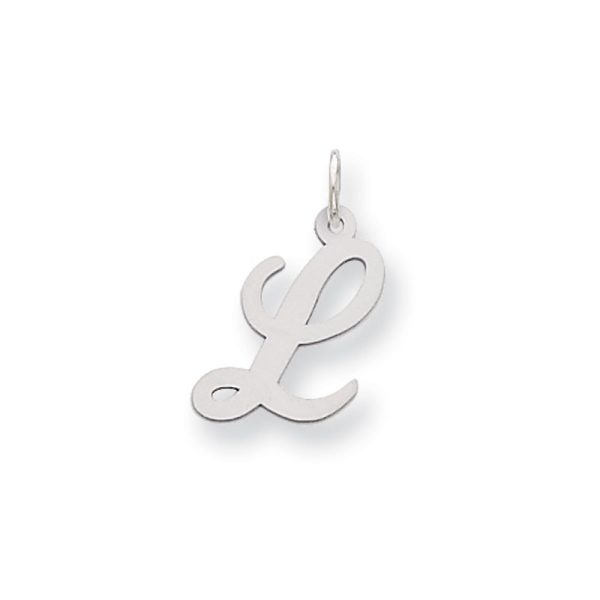 14k White Gold, Ella Collection Medium Fancy Script Initial L Pendant Supply