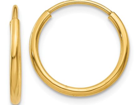 1.25mm, 14k Yellow Gold Endless Hoop Earrings, 13mm (1 2 Inch) Supply