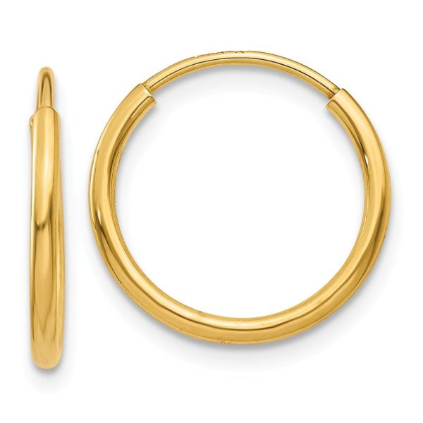 1.25mm, 14k Yellow Gold Endless Hoop Earrings, 13mm (1 2 Inch) Supply