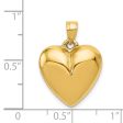 14k Yellow Gold Puffed Heart Tapered Bail Pendant, 15mm Online now