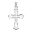 14k White Gold Cutout Fleur de Lis Cross Pendant For Discount