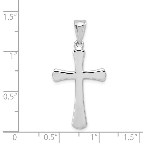 14k White Gold Hollow Latin Cross Pendant, 16 x 35mm For Sale