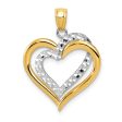 14k Two Tone Gold Diamond Cut Intertwined Hearts Pendant, 19mm Supply