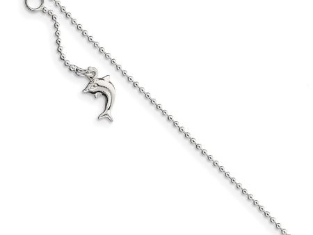 Sterling Silver Adjustable Dolphin Anklet, 9-10 Inch Cheap