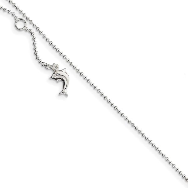 Sterling Silver Adjustable Dolphin Anklet, 9-10 Inch Cheap