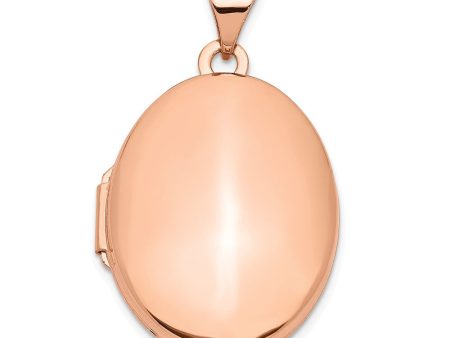 14k Rose Gold 21mm Polished Oval Locket For Sale