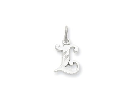 14k White Gold, Isabelle Collection, Mini Letter L Initial Charm Fashion