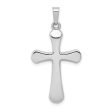 14k White Gold Polished Rounded Hollow Cross Pendant Hot on Sale