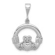 14k White Gold Claddagh Pendant, 20mm (3 4 inch) on Sale