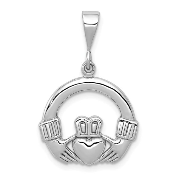 14k White Gold Claddagh Pendant, 20mm (3 4 inch) on Sale