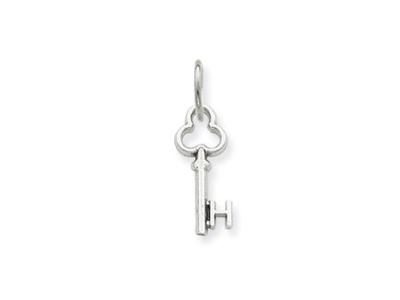 14k White Gold, Hannah Collection, Mini Initial H Shamrock Key Charm Online Hot Sale