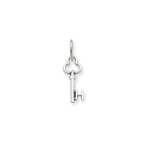 14k White Gold, Hannah Collection, Mini Initial H Shamrock Key Charm Online Hot Sale