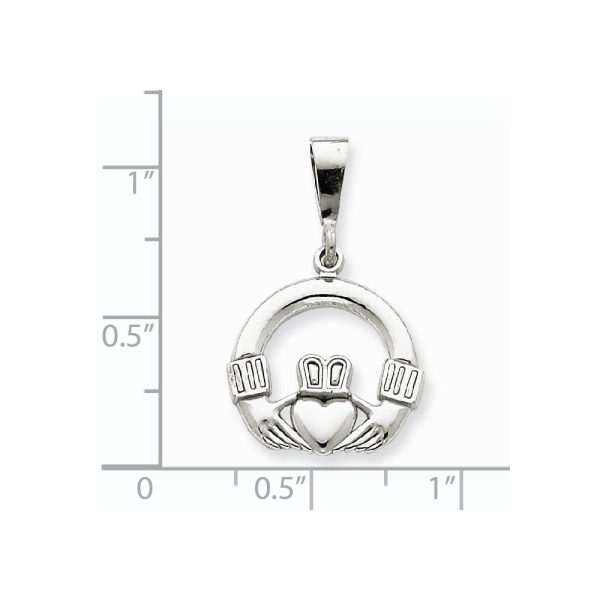 14k White Gold Claddagh Pendant, 20mm (3 4 inch) on Sale