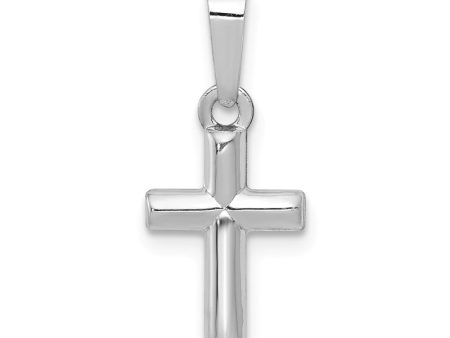 14k White Gold Tiny 3D Hollow Cross Pendant, 8 x 19mm Supply