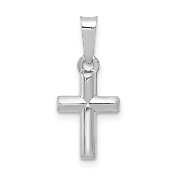 14k White Gold Tiny 3D Hollow Cross Pendant, 8 x 19mm Supply