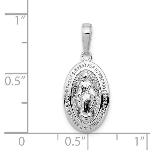 14k White Gold Solid Polished Oval Miraculous Medal Pendant Online