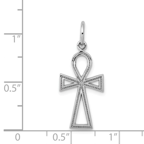 14k White Gold Small Ankh Cross Charm Pendant, 11 x 27mm For Discount