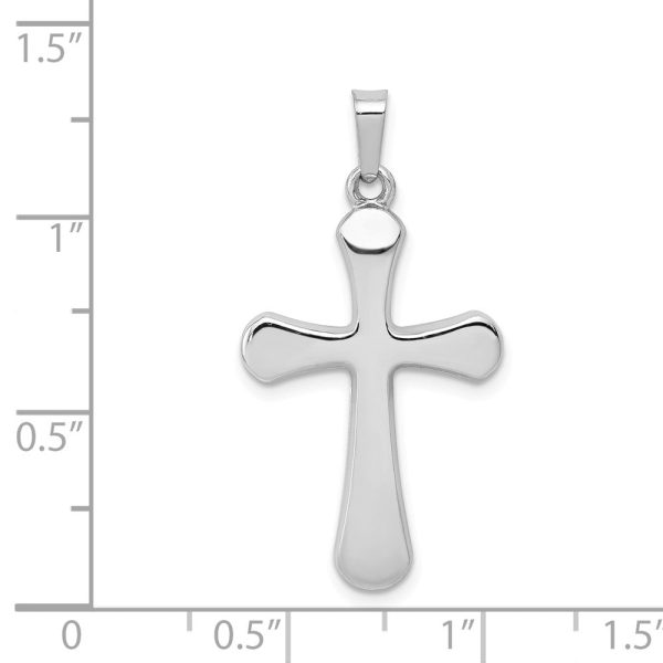 14k White Gold Polished Rounded Hollow Cross Pendant Hot on Sale