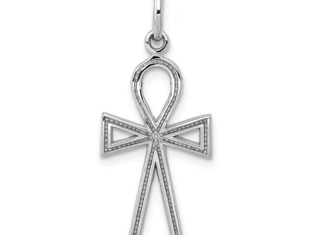 14k White Gold Small Ankh Cross Charm Pendant, 11 x 27mm For Discount