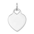 14k White Gold Engravable Heart Disc Charm or Pendant, 22mm Hot on Sale