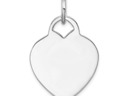 14k White Gold Engravable Heart Disc Charm or Pendant, 22mm Hot on Sale