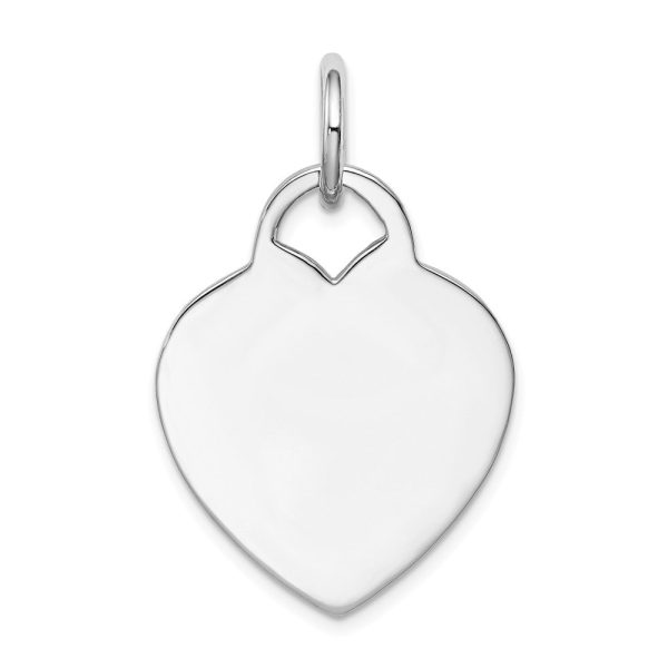 14k White Gold Engravable Heart Disc Charm or Pendant, 22mm Hot on Sale